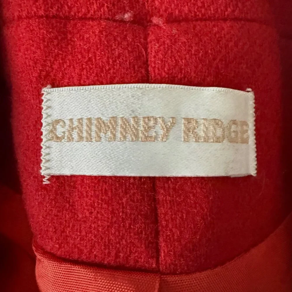 Vintage Red Wool Blend Blazer By Chimney Ridge With Button Closure & Pockets Wom - Picture 5 of 10